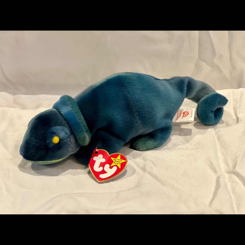 TY Beanie Baby Original Rainbow Chameleon 1997 RETIRED RARE w/ ERRORS